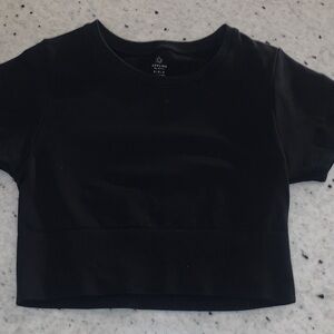 Aerie Offline Black Relaxed crop ribbed knit Black Fit Top like new